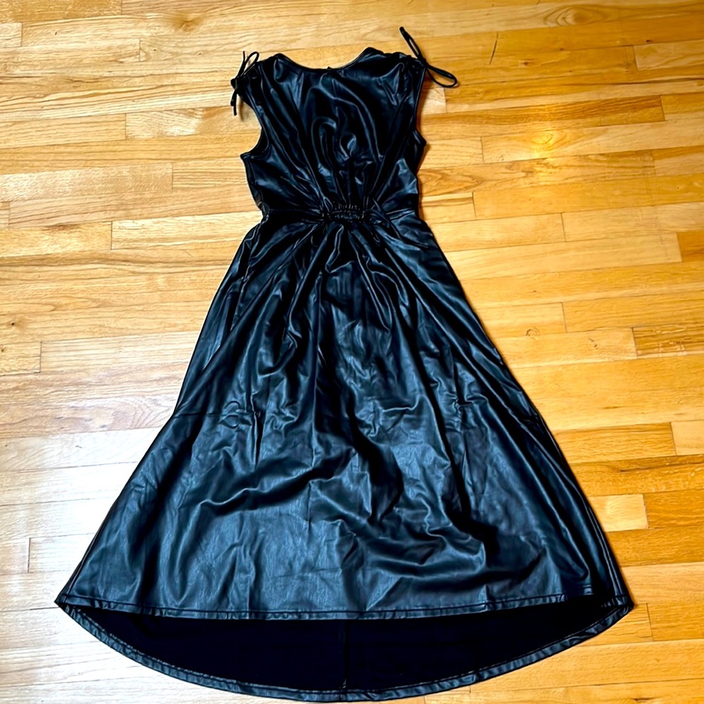 Scoop, faux leather midi dress. Never worn, tags removed. Perfect! XS/0-2